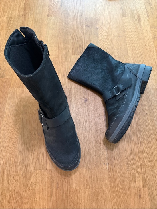 Merrell Shoes - Merrell 10 Black Leather Emery Buckle Mid Calf Moto Boots Style J42446